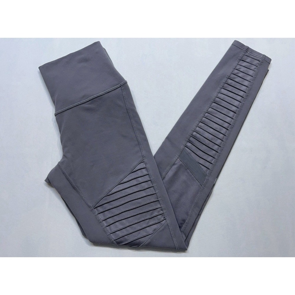 Alo Yoga Moto Leggings Womens Size Small High-Waist High Waisted Stretch Gray